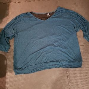 Blue Blouse with Black Lace